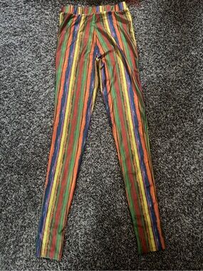 Womens Multicolor Striped Stretch Pants with Matching Scrunched Top